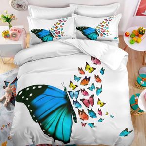 HOUSSE DE COUETTE ET TAIES Parure de lit papillons créatifs colorés 3D effet 