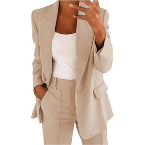 Tailleur Femme 2 Pièces Costume Ensemble Jupe Veste Blazer à