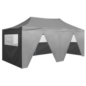 TONNELLE - BARNUM Tente de réception Tente de rangement-Tonnelle de jardin pliable avec 4 parois 3x6 m Acier Anthracite