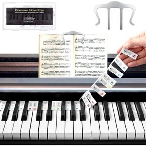 PIANO Note Clavier Piano Amovibles, Étiquettes De Notes De Piano Silicone Pour 61-88 Clavier, Pas Besoin D'Autocollants, Réutilisa[J177]