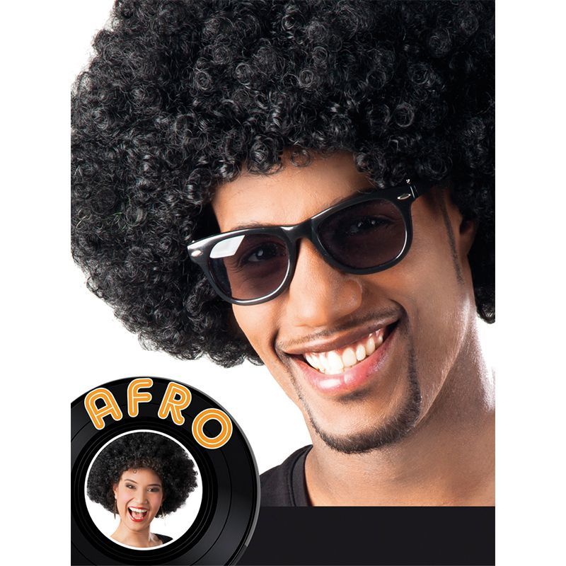 Perruque afro noire, coupe boule, très frisée et volumineuse