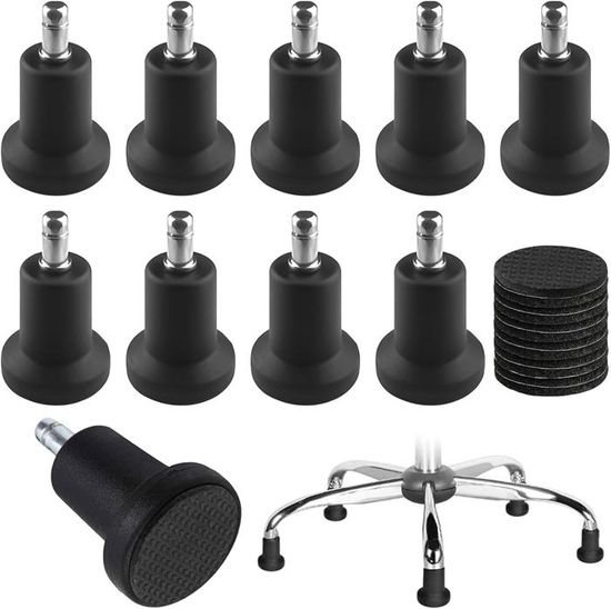 AFASOES Roulettes Fixes Pour Chaise Bureau - Lot De 5 - 2 Pouces - Nylon Et Feutre - Protection Sol