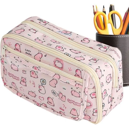 Ensemble de Papeterie Kawaii Capybara - Trousse à Crayons Grande Capacité Mignonne (A