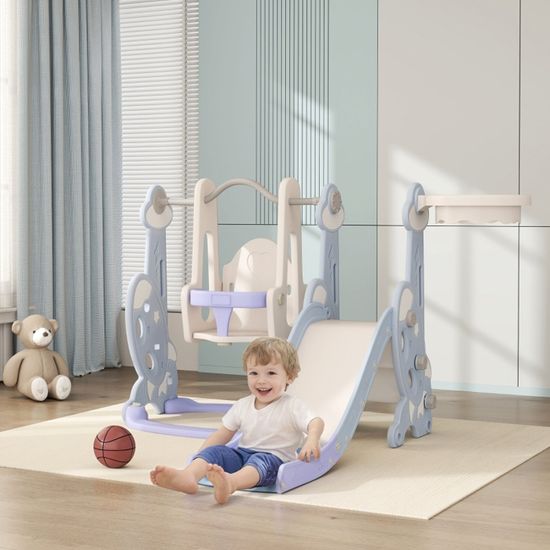 Toboggan pour enfants 1,5 à 3 ans fusée bleu ciel en plastique 157 cm