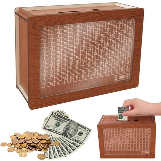 Tirelire en Bois, Tirelire avec Compteur, Banque d'argent en Bois pour Enfants