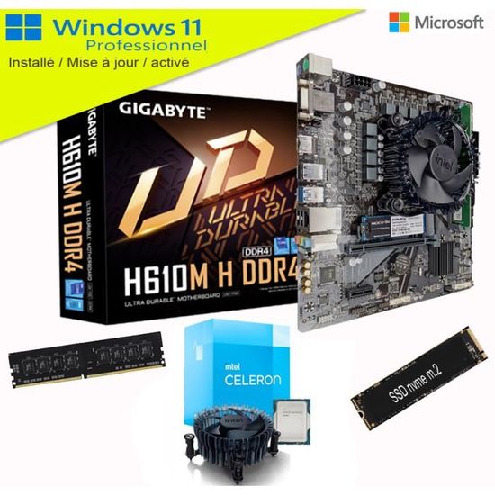 Kit Upgrade évolution PC 12ème Génération - Carte mère Gigabyte +  Processeur Intel Core i3 + Barrette RAM (8 Gigas)