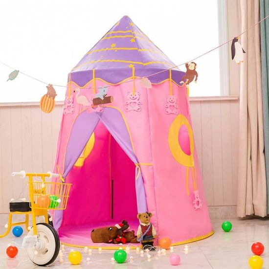 Tente de jeu Princesse Château de camping portable intérieure et extérieure 110cm*150cm - Rose