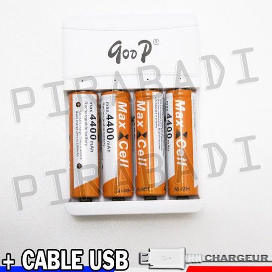 Lot de 4 piles rechargeables NiMH R06/AA