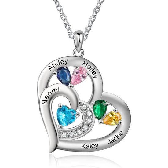 Collier Personnalisé Enfants Avec Mini Charm Coeur Argent Et Cordon Coton Noir