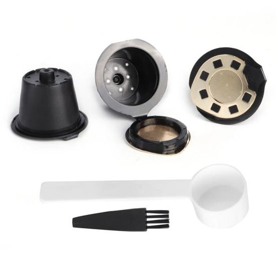 3pcs tasse de filtre à capsule de café en acier inoxydable avec accessoires de brosse à cuillère pour NESPRESSO-CHD