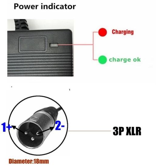SCOOTER VÉLO ÉLECTRIQUE 30W chargeur pour batterie 36-48V téléphone