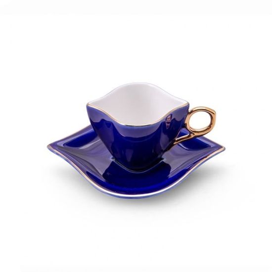 Service 2 Tasses à Café Avec Soucoupes Egan - Motif Les Maisonnettes, Bleu, Compatible Lave-vaisselle Et Micro-ondes