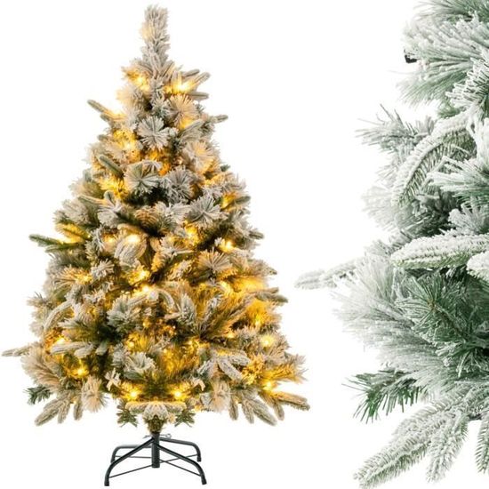 Sapin De Noël Artificiel 136 Cm Lumineux LED, Avec Aiguilles De Pin, 472 Branches, 160 Lumières