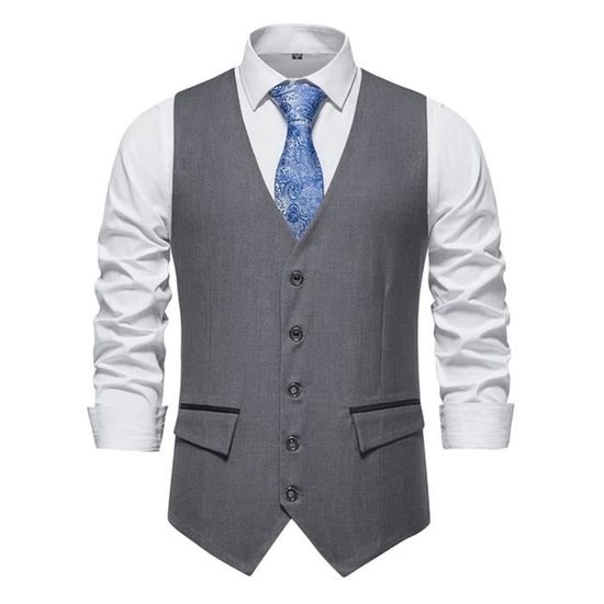 Gilet de Costume Homme Sans Manches Slim Fit Vintage Soirée Fête Gilet de Costume Homme Sans Manches Slim Fit Vintage Soirée Fête