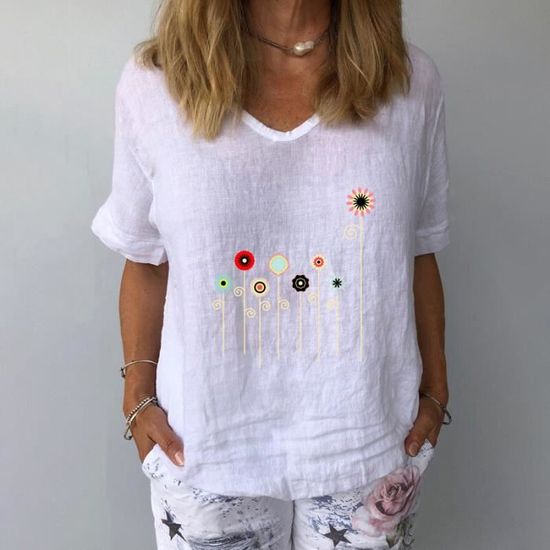 Chemisier Femme Chic En Coton/lin - Manches Longues, Col En V, Boutons Devant - Coupe Ample, Léger Et Respirant - Tunique élégante Pour Bureau, Sortie, Grande Taille