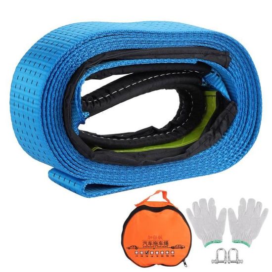 VEVOR Kit Sangle De Remorquage Robuste 76,2 Mm X 9,1 M - 16329 Kg, Corde Treuil Avec Anneaux D Et Protection Arbres - Pour Camion Jeep SUV