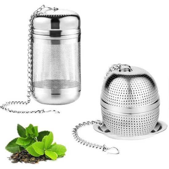 Acheter Boule à thé à long manche en acier inoxydable, 2 pièces, filtre  pour infuseur à thé de qualité supérieure pour thé en feuilles, filtre  réutilisable à mailles fines pour diffuseur d'intervalle