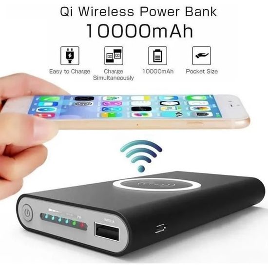 Chargeur sans fil Qi 3 en 1 10000mAh batterie externe Prise en charge