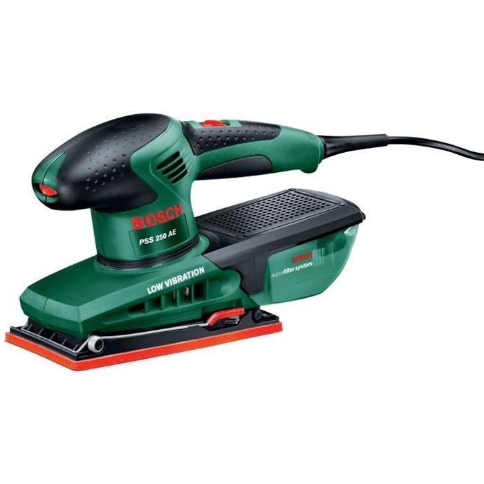 Ponceuse vibrante filaire Bosch - PSS 250 AE (250W coffret de rangement disques abrasifs P80 P120 P180)