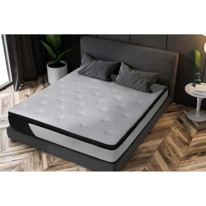 Matelas CASSIE 160x200 cm DESIGN 707 - 690 Ressorts ensachés et mémoire de forme - 30 cm