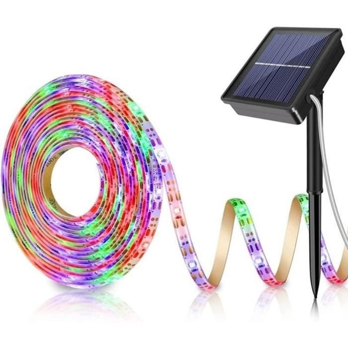 Bande lumineuse solaire extérieure à LED, bande lumineuse à énergie solaire 3-4-5M RVB IP67 étanche jardin à la maison, décoration d