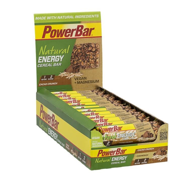 POWERBAR Lot de 24 barres de céréales Natural Energy Cereal - Cacao crunch - 40 g