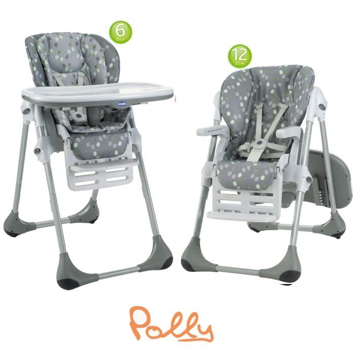Chicco Polly 2 Start Chaise Haute Bébé - De La Naissance à 3 Ans, 4 Roues, Dossier Inclinable - Dots