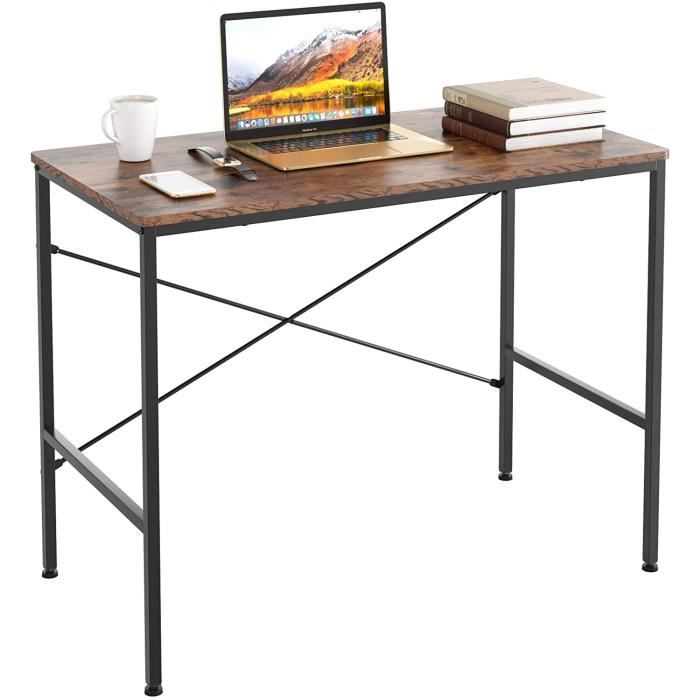 Table d'ordinateur Table de bureau en Bois Métal Écurie au design industriel vintage grand 100x52x76cm