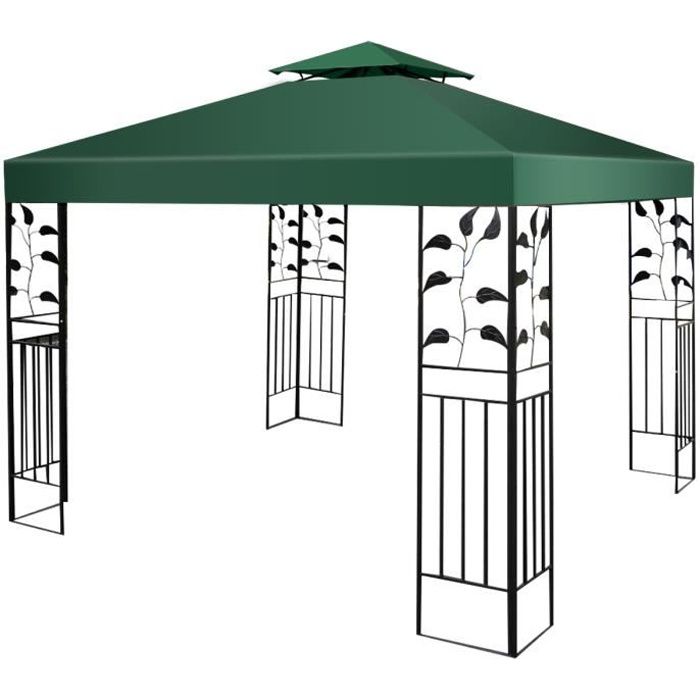 GOPLUS Toile de Rechange pour Pavillon Bâche pour Tonnelle Bâche de Tente Fait en Polyester pour Jardin Terrasse-3M x 3M-Vert