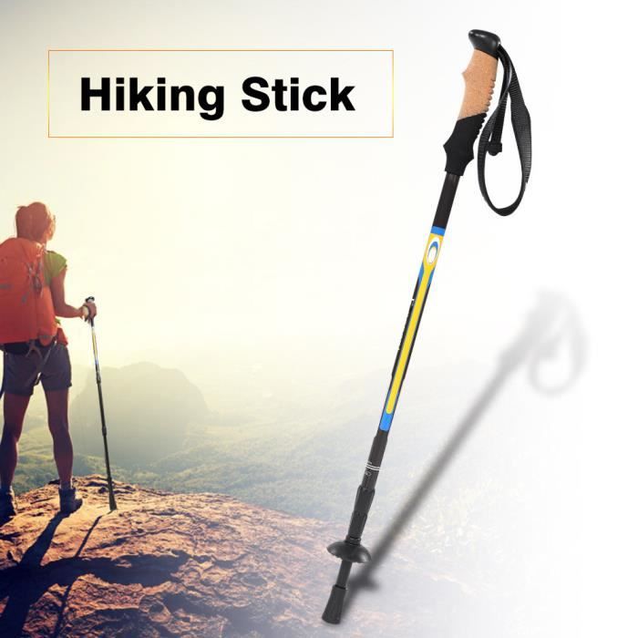 Sports de plein air fibre de carbone anti-choc marche trekking bâton de randonnée pôle (noir)-FAS