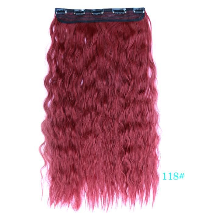 Bourgogne # 118 60 cm 24 pouces 110g Clip dans les extensions de cheveux 5 clips longue vague profonde résistant à la chaleur
