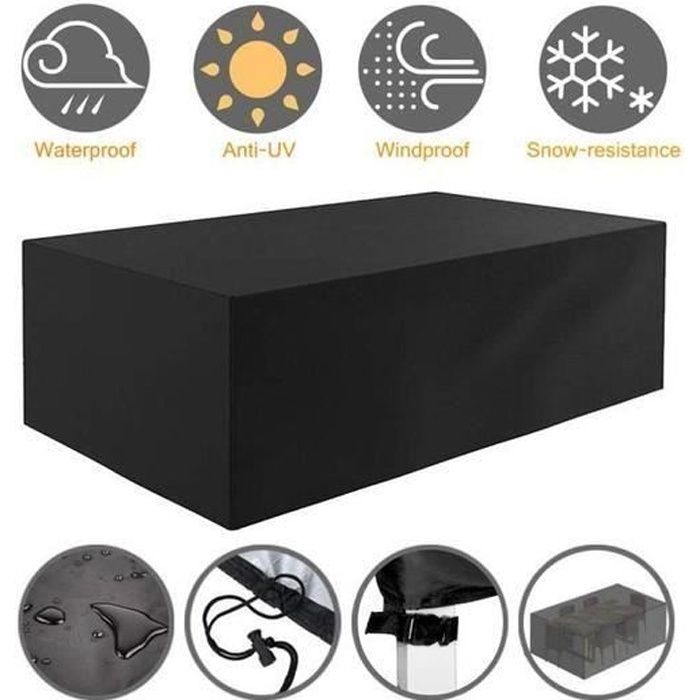 Housse pour Mobilier de Jardin Étanche Bâche Couverture Housse de Protection Meuble Table Salons de Jardin Pation(123*123*74cm)