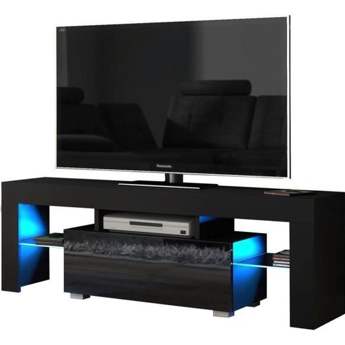 Meuble TV Banc TV Meuble de Salon Noir 130 cm