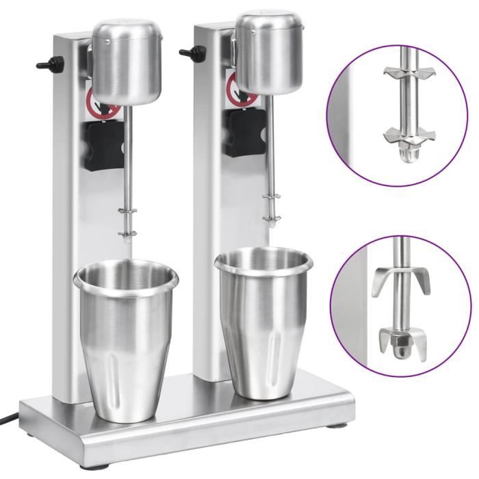 Home® Mélangeur Professionnel - de milkshake avec deux coupelles Acier inoxydable 2 L ❤7064