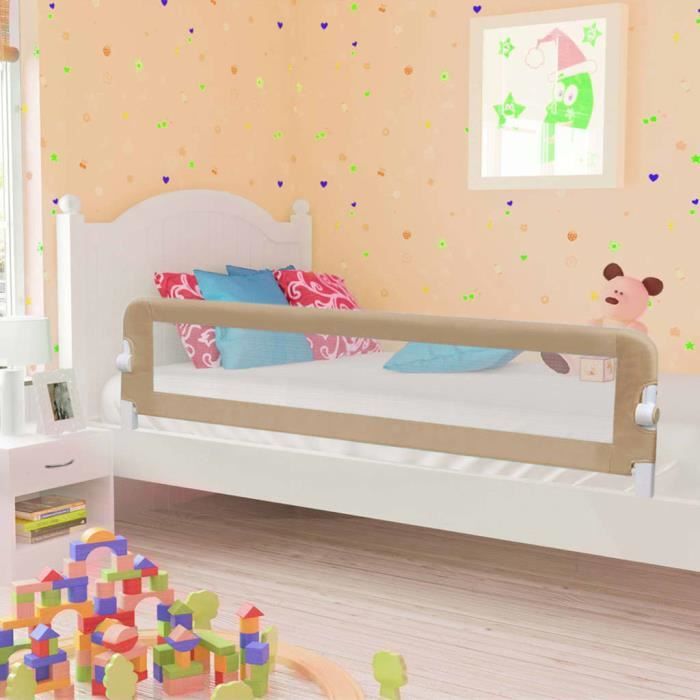 HELLO SHOP Barrière de sécurité de lit enfant Taupe 180 x 42 cm Polyester meilleur®HQIIZU®