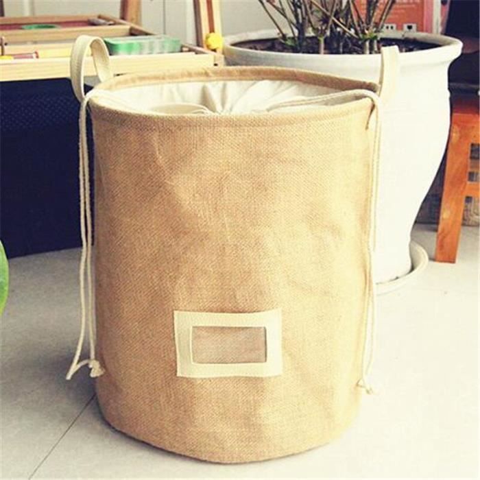TOI Bacs de tri japonais en Jute jaune petits paniers à linge vêtements sales pliant panier de rangement pliable
