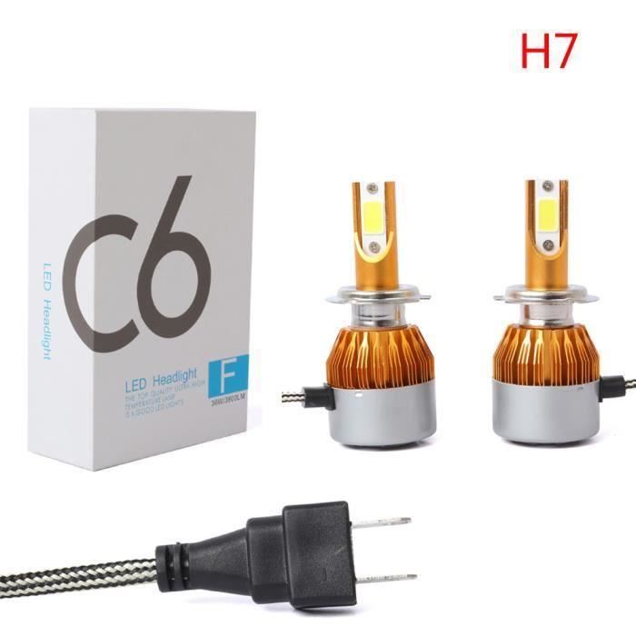 QN Phares voiture H7 7200LM LED phare Kit conversion ampoule conduite lampe 6000K RW070990 @4