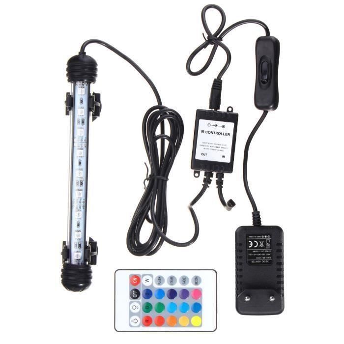 18cm 2.9W RGB Lampe barre submersible 9LED pour aquarium Poisson étanche IP68 avec télécommande 110-240V EU Ve94558