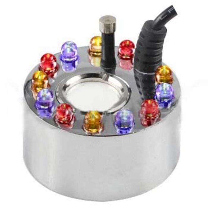 24V Brumisateur à Ultrasons à Changement de Couleur Brumisateur Fontaine D'Eau Atomiseur D'éTang Humidificateur D'Air 12 LED avec