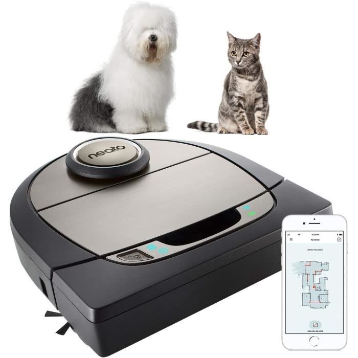 Neato Robotics D750 Aspirateur Robotique Premium Pack avec Accessoires Exclusifs pour Animaux Domestiques, Robot Aspirateur pour le