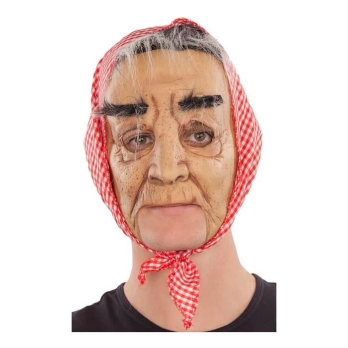 Masque de grand-mère avec cheveux et foulard