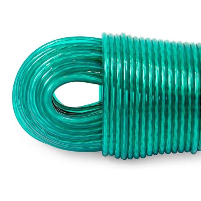 LaundrySpecialist Corde à Linge de 50 mètres avec Armature en Acier de Extra-Robuste et Extra-Longue. Soin du linge materiel. Vert