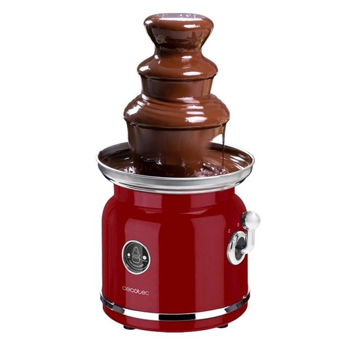 Cecotec Fontaine à chocolat Fun Chocolicious. Puissance 90 W, design rétro, tour en acier inoxydable, 3 niveaux de cascade
