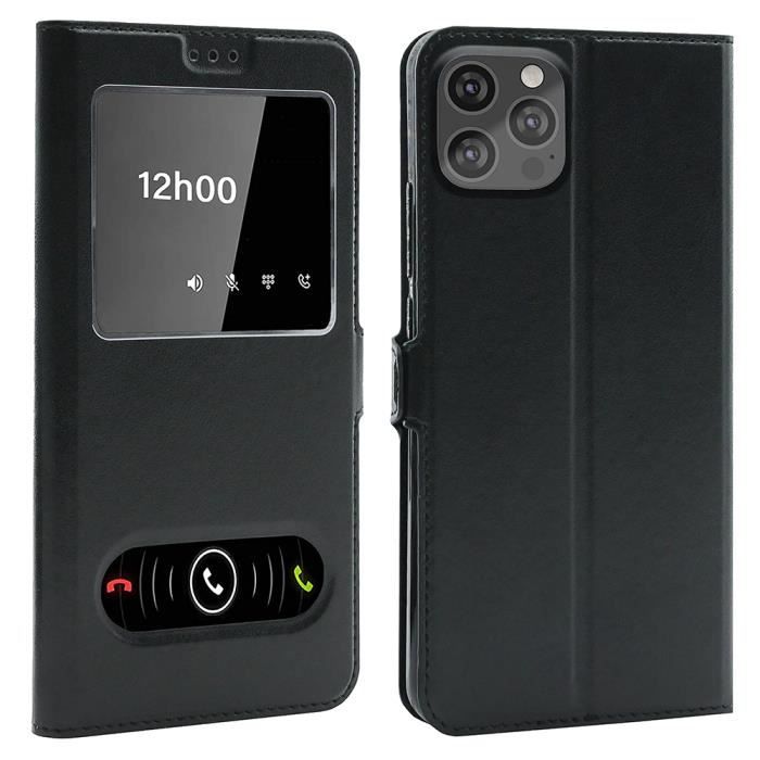 Coque pour iphone 14 Pro, Double Fenêtre - Noir