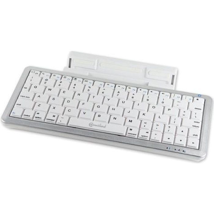 Mini Clavier Bluetooth Blanc Connectland Support for iPad Tablette PC Smartphone
