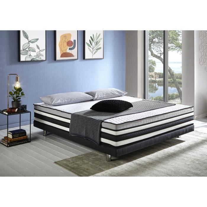 Matelas Hybride 180x200 cm DYNAMIC BEDDING - 1 855 Ressorts ensachés - Mémoire de forme - Équilibré - 30 cm - INFINITY