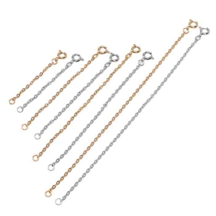 GOTOTOP Rallonge de collier en or 8 Pcs Collier Extender En Acier Inoxydable Or Argent Collier Ajustement Extension Chaîne Bijoux