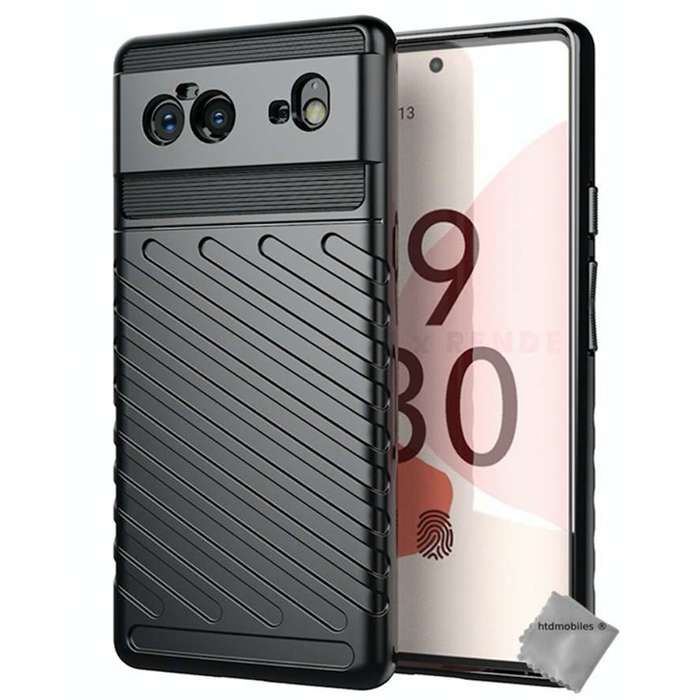 Coque silicone gel thunder pour Google Pixel 6 + film ecran - NOIR