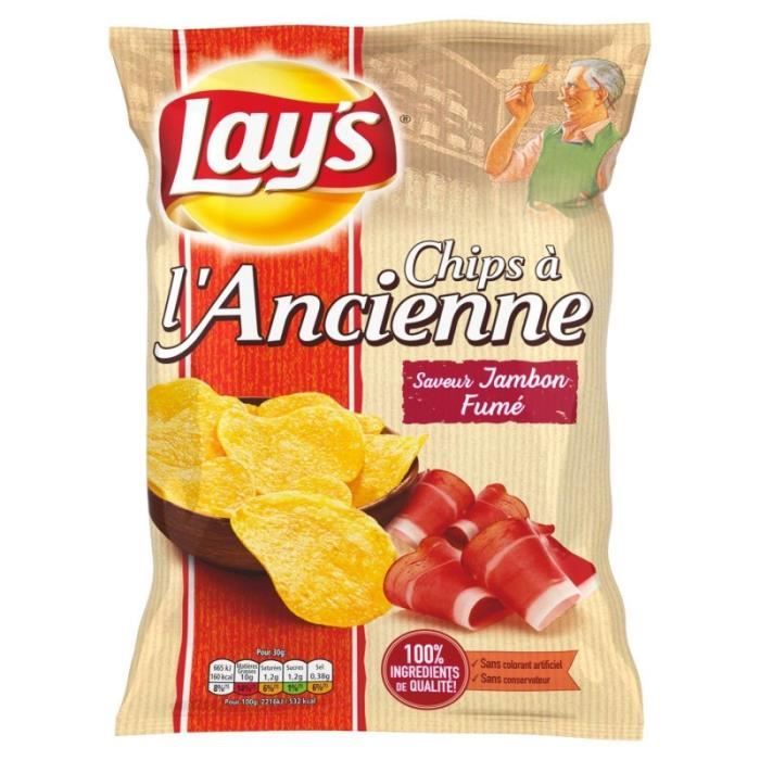 LAY'S - Chips À L'Ancienne Jambon Fumé 120G - Lot De 4