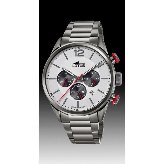 Montre Homme Lotus - 18686/1 - Collection Chrono Colour - Garantie 2 ans - Boite acier PVD Gris Diamètre boite 43mm - Tige couronne